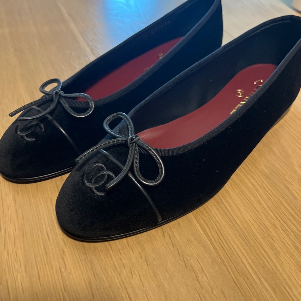 Chanel Ballet Flat Black Velvet 39.5 - Picture 5 of 7